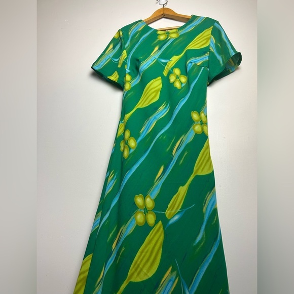 VTG Y2K Gabrielle Mxi Dress Women M Floral Green Sheer Silk Blend Boho Cottage - Picture 3 of 16